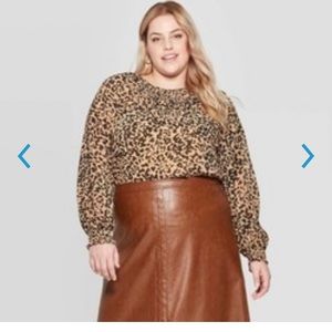 AVA&VIV leopard print blouse  size 2X